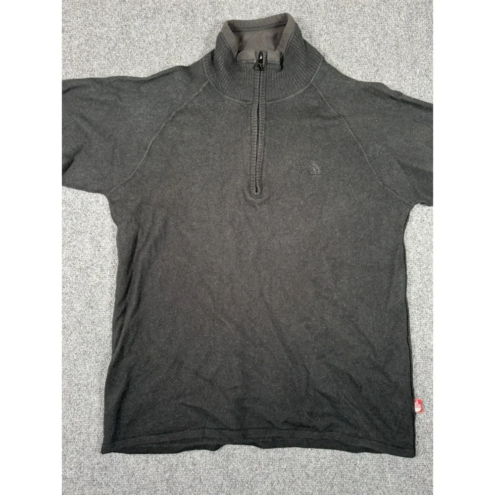 North Face Sweater Mens Medium Long Sleeve 1/4 Zip Black Wool  Pullover
